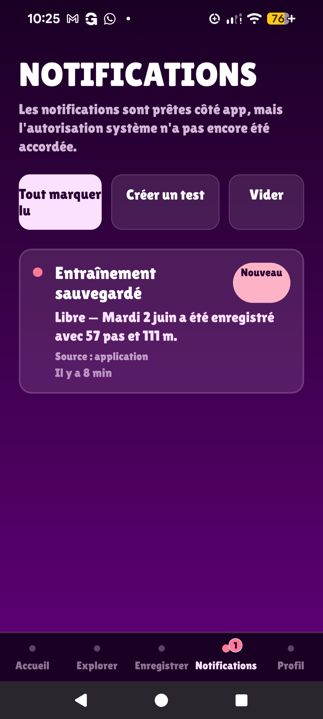 Flux in-app notifications screen