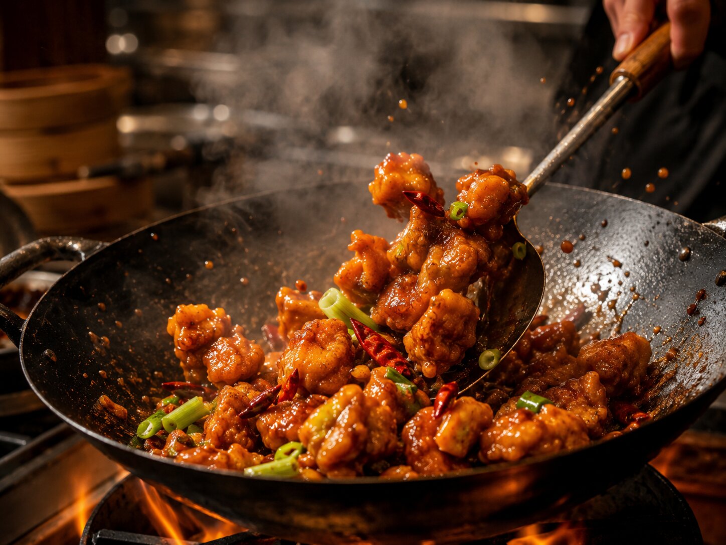 Poulet Général Tao sauté au wok